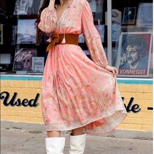 Spell Hendrix Boho Dress in Dusty Pink in XS